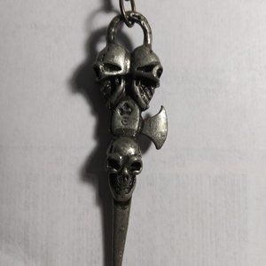 Scull Necklace and hanger Vintage on an axe